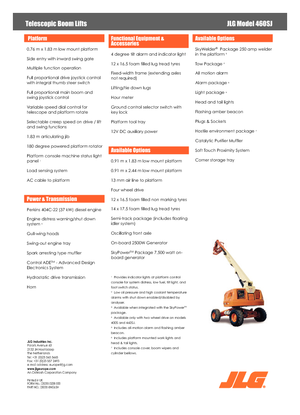 Wheeled Telescopic Boom Lifts JLG 460 SJ