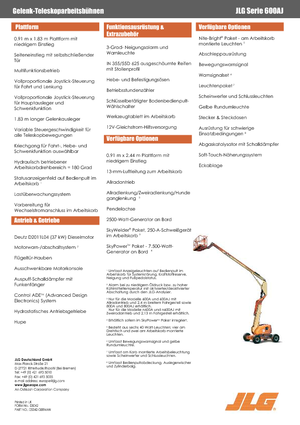 Wheeled Articulating Boom Lifts JLG 600AJ