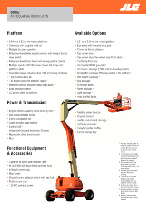 Tekerlekli Mafsall Bomlu Asansörler JLG 600AJ