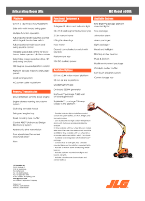 Wheeled Articulating Boom Lifts JLG 600AN