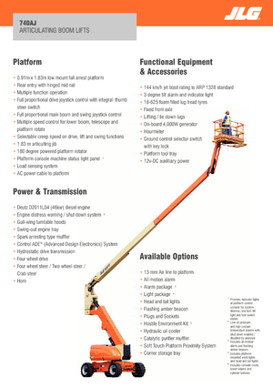 Tekerlekli Mafsall Bomlu Asansörler JLG 740 AJ
