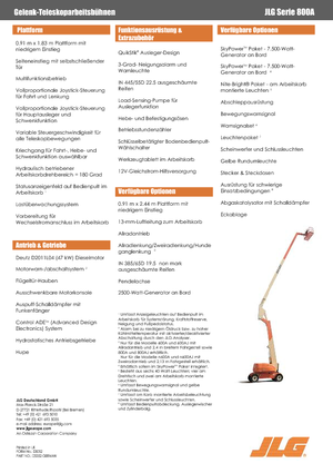 Tekerlekli Mafsall Bomlu Asansörler JLG 800A
