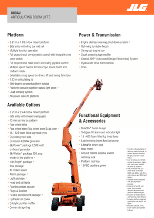 Wheeled Articulating Boom Lifts JLG 800AJ