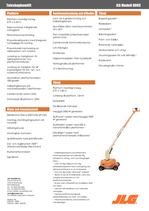 Wheeled Telescopic Boom Lifts JLG 800S