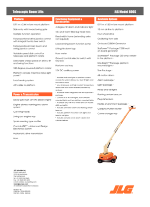 Wheeled Telescopic Boom Lifts JLG 800S