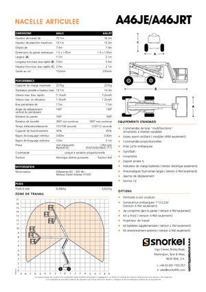 Tekerlekli Mafsall Bomlu Asansörler Snorkel A46JE