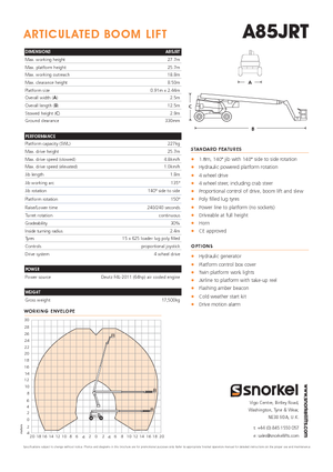 Wheeled Articulating Boom Lifts Snorkel A85JRT