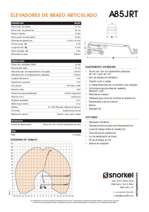Wheeled Articulating Boom Lifts Snorkel A85JRT