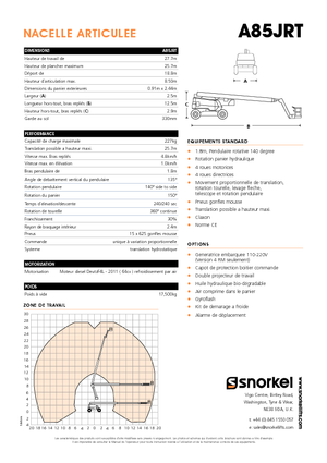 Wheeled Articulating Boom Lifts Snorkel A85JRT