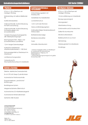 Tekerlekli Mafsall Bomlu Asansörler JLG E300AJ