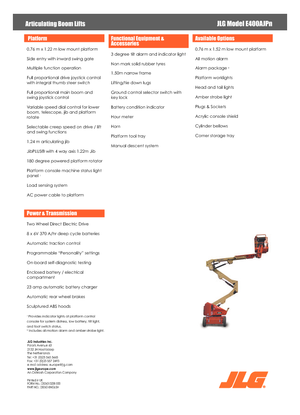 Wheeled Articulating Boom Lifts JLG E400AJPN