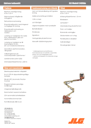 Wheeled Articulating Boom Lifts JLG E400AN
