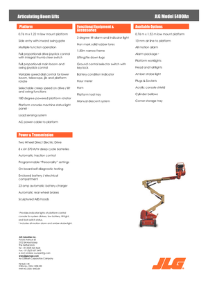 Wheeled Articulating Boom Lifts JLG E400AN