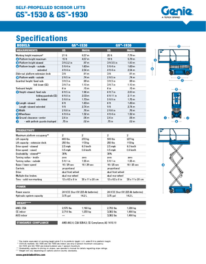 Wheeled scissor lifts Genie GS-1930 Hydraulic
