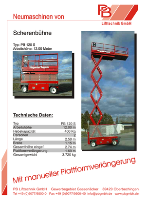 Wheeled scissor lifts PB PB 120 S