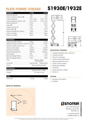 Wheeled scissor lifts Snorkel S1932E