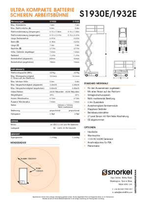 Wheeled scissor lifts Snorkel S1932E