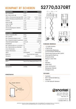 Tekerlekli makas asansörleri Snorkel S2770RT