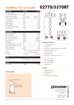 Tekerlekli makas asansörleri Snorkel S2770RT