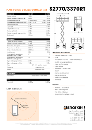 Tekerlekli makas asansörleri Snorkel S2770RT