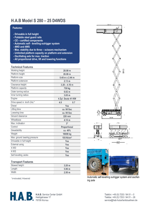 Wheeled scissor lifts HAB S 280-25 D 4WD S
