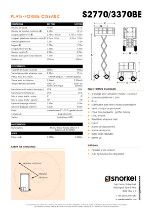 Wheeled scissor lifts Snorkel S3370BE