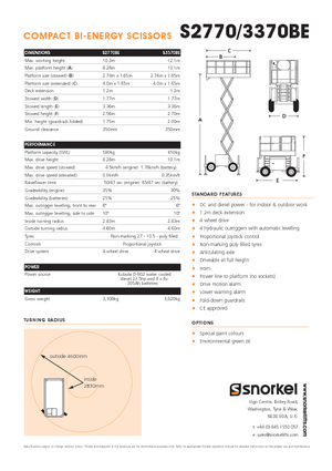 Wheeled scissor lifts Snorkel S3370BE