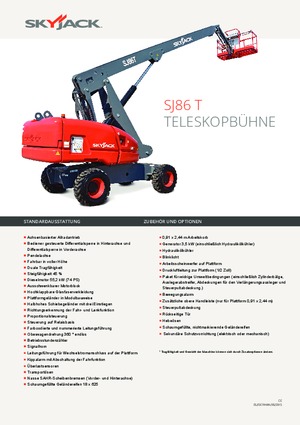 Wheeled Telescopic Boom Lifts Skyjack SJ 86 T