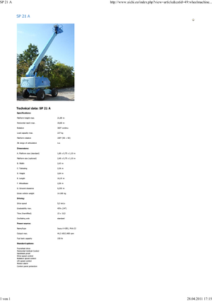 Wheeled Telescopic Boom Lifts Aichi SP21A