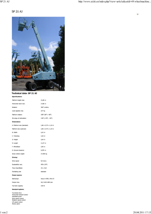 Wheeled Telescopic Boom Lifts Aichi SP21AJ