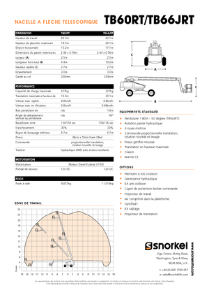 Wheeled Telescopic Boom Lifts Snorkel T60RT