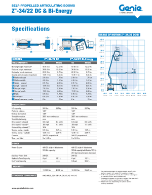 Wheeled Articulating Boom Lifts Genie Z-34/22 DC