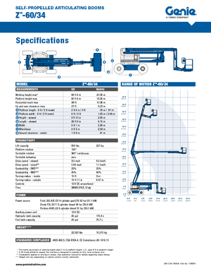 Tekerlekli Mafsall Bomlu Asansörler Genie Z-60/34