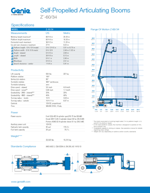 Tekerlekli Mafsall Bomlu Asansörler Genie Z-60/34