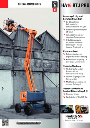 Wheeled Articulating Boom Lifts Haulotte HA16 RTJ PRO