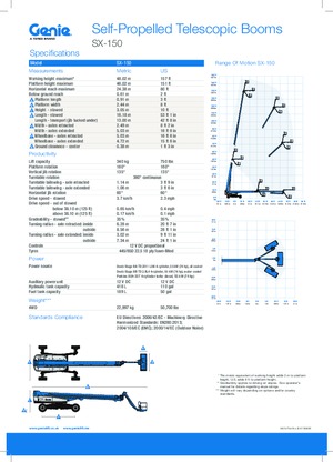 Wheeled Telescopic Boom Lifts Genie SX-150