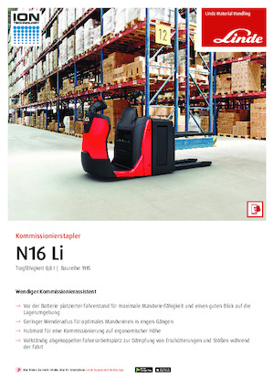 Order Pickers & Cherry Picker Forklifts Linde N16Li