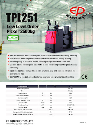 Order Pickers & Cherry Picker Forklifts EP TPL251