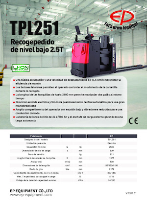 Order Pickers & Cherry Picker Forklifts EP TPL251