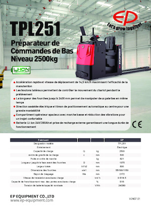 Order Pickers & Cherry Picker Forklifts EP TPL251