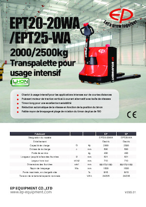Yaya kumandalı transpalet EP EPT20-20WA