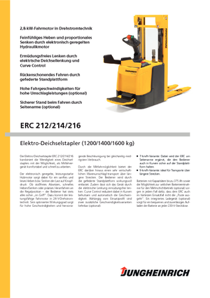 Pallet Stackers Stand Up Rider Platform Jungheinrich ERC 214 
