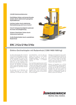 Pallet Stackers Stand Up Rider Platform Jungheinrich ERC 212z