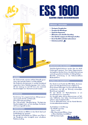 Pallet Stackers Stand Up Rider Platform Stöcklin ESS 1600