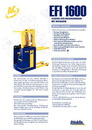 Pallet Stackers Sit Down Rider Stöcklin EFI 1600