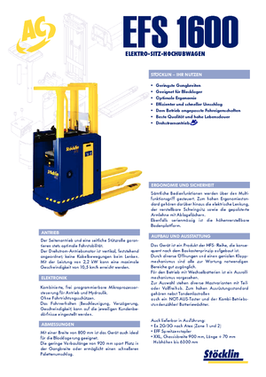 Palet İstifleyiciler Oturaklı Sürücü Platformu Stöcklin EFS 1600