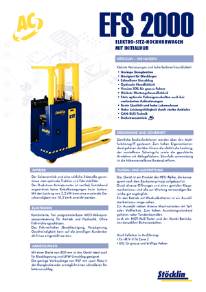 Palet İstifleyiciler Oturaklı Sürücü Platformu Stöcklin EFS 2000