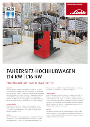 Pallet Stackers Sit Down Rider Linde L16RW