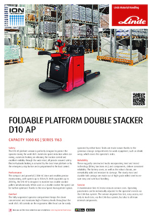 Pallet Stackers Stand Up Rider Platform Linde D10AP 