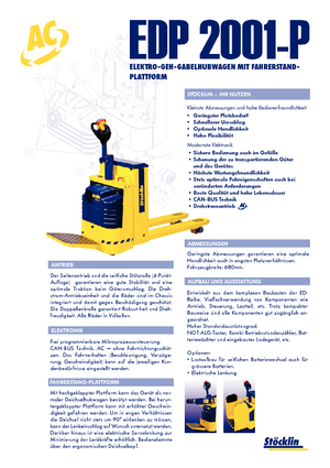 Transpalet Ayakta Sürücü Platformu Stöcklin EHP 2000 P